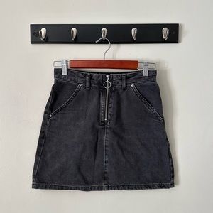 Black denim miniskirt